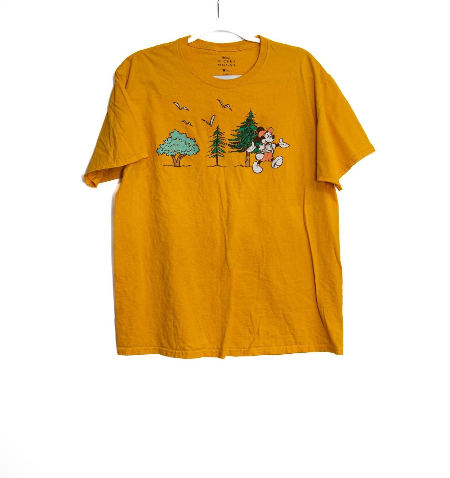 Disney Mickey Mouse Mustard Yellow Graphic T-Shirt Size L XL