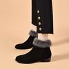 Short boots women's autumn and winter personalized fashion boots mink wool sheepskin black leather boots two height women's boots