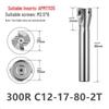 KM12 Right-Angle Milling Arbor with R0.8 Cutter Head, C20 Straight Shank, and C16 R5 Head for Turret Milling Machine