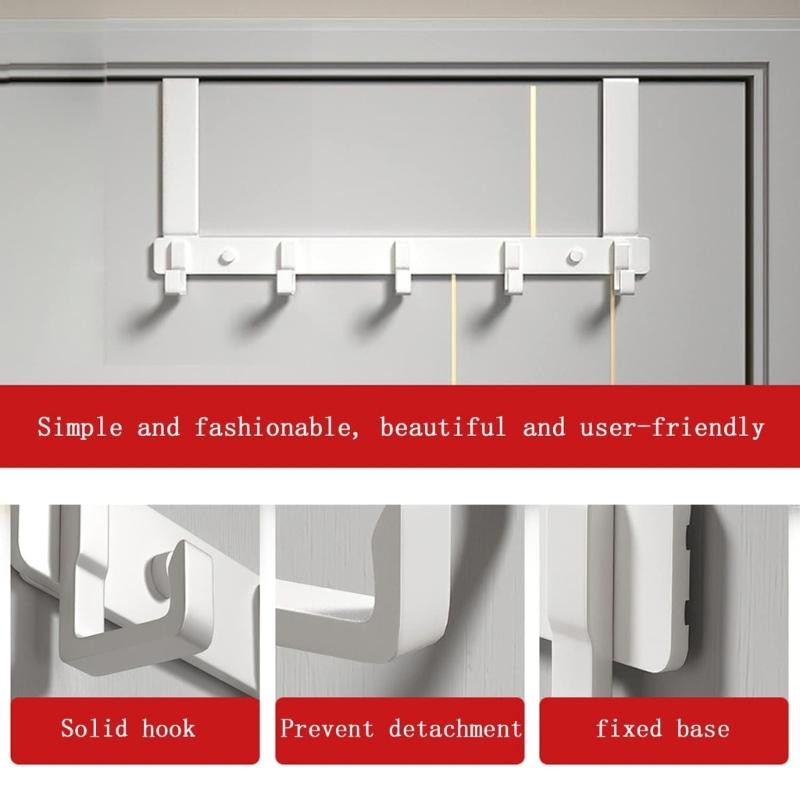 Heavy Dutys Over Door Hangers Wall Mounted Organizer Rack for Coat Towel Bag 5 Hooks Use Coat Hooks Jackets Jewelry