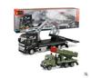 Duży zestaw metalowych pojazdów zabawkowych dla dzieci: Holownik, Zraszacz, Dźwig i Platforma