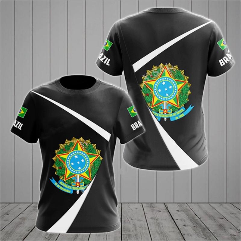 Hot Selling World Cup BRASIL Brazil Flag 3D Printed Pattern T-shirt for Men's Sports Leisure