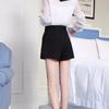 Women  Summer Casual Shorts High Waist A-line Shorts Loose Wide Leg Chiffon Shorts Chic Lady Black White Suit Shorts