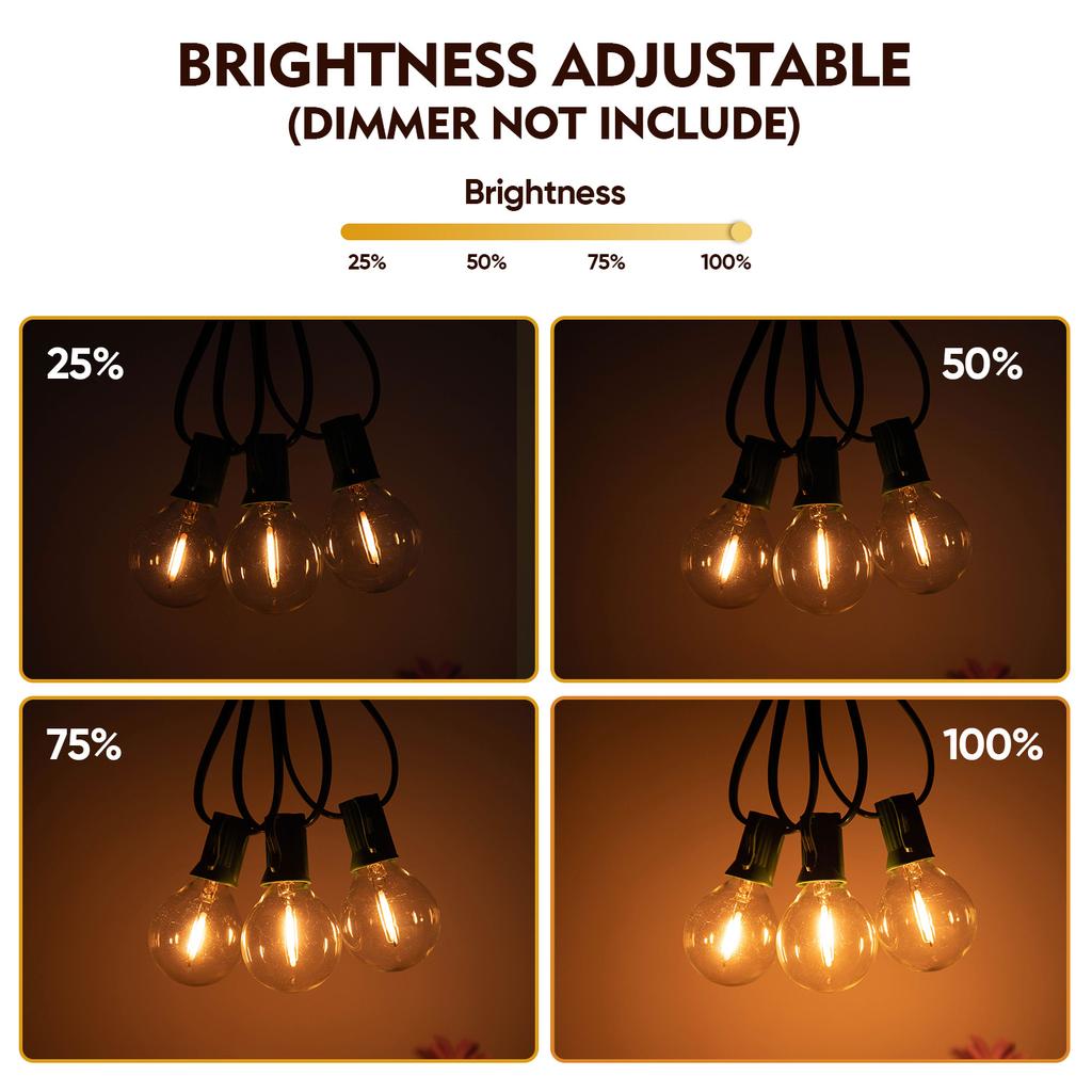 Outdoor String Lights G40 Glass Bulb Waterproof Garden Garland String Lights Fairy Connectable LED Chain Lighting Birthday Decor