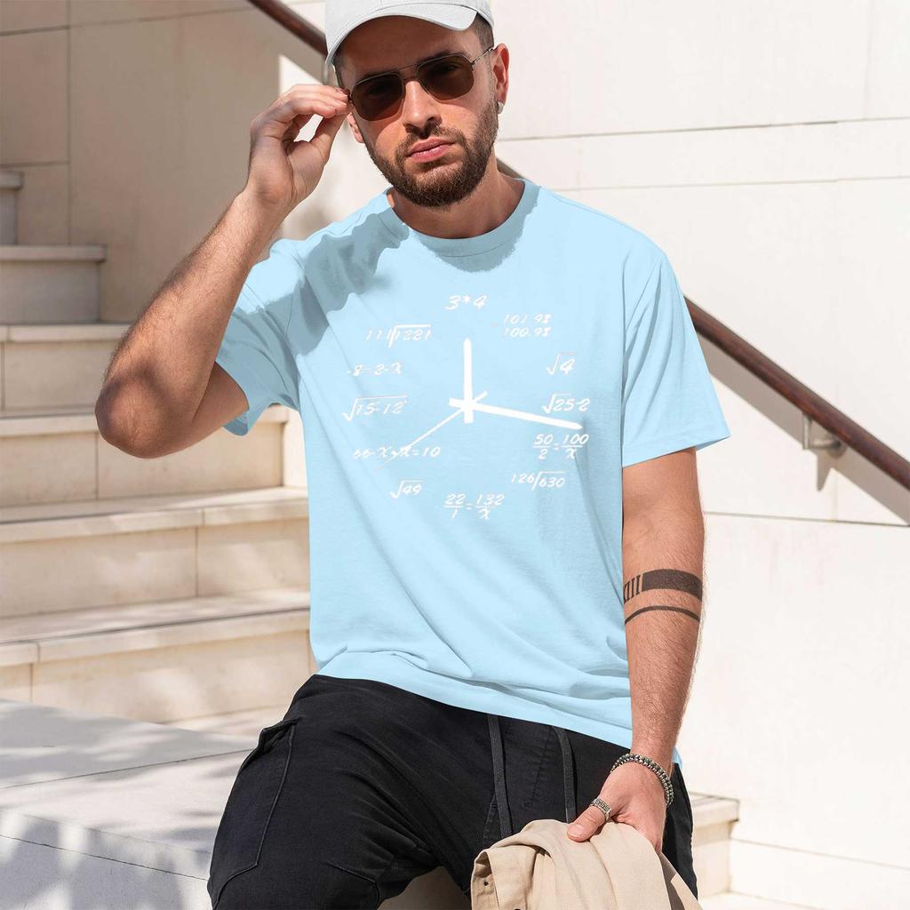 2026 New Model Unisexs Tshirt 100 Cotton Casual Funny Math Clock Print Summer Loose Oneck T Shirt For Unisex Short Sleeve Tshirt