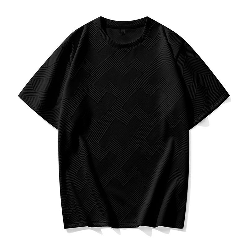 

Футболка мужская большого размера, жаккардовая свободная однотонная футболка с короткими рукавами 6XL чёрный