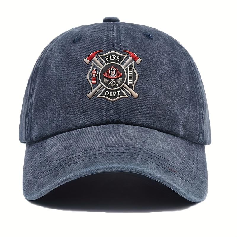 A Fun Classic Vintage Fire Station Badge Mens Baseball Cap with Adjustable Head Circumference and a Lightweight Curved Brim P