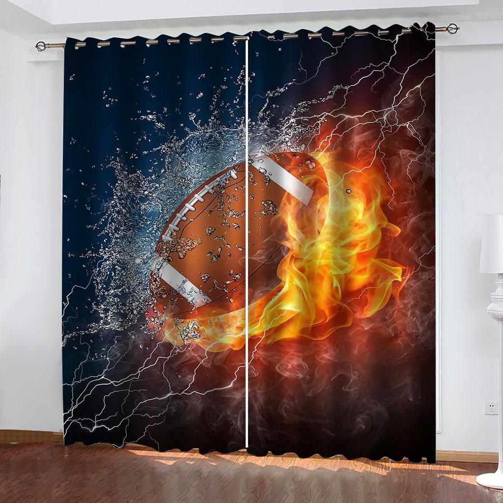 Cool ball curtain football basketball football baseball, a set of two pieces, home bedroom living room curtain