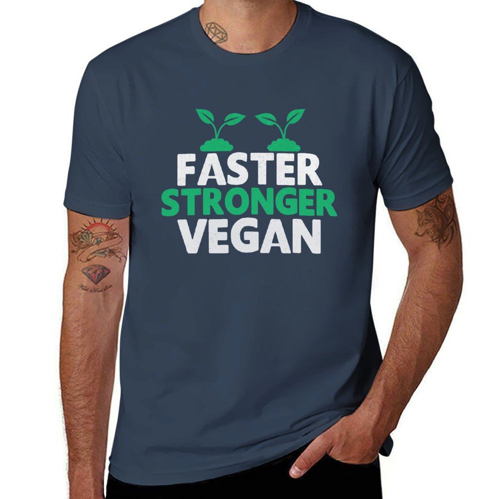 Faster Stronger Vegan Novelty Vegan Athlete Tshirt Casual Pattern Print Tee Shirt S