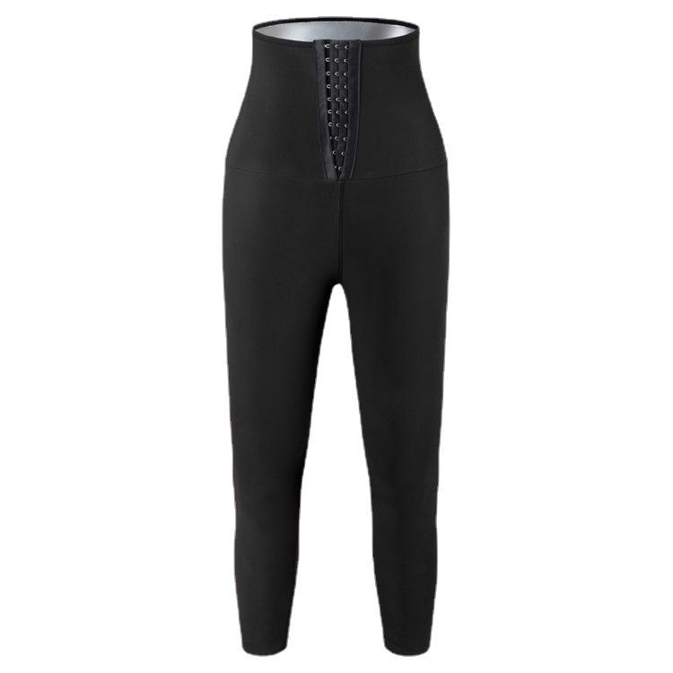 Women's High-Waist Buttoned Sauna Sweatpants for Fitness and Yoga