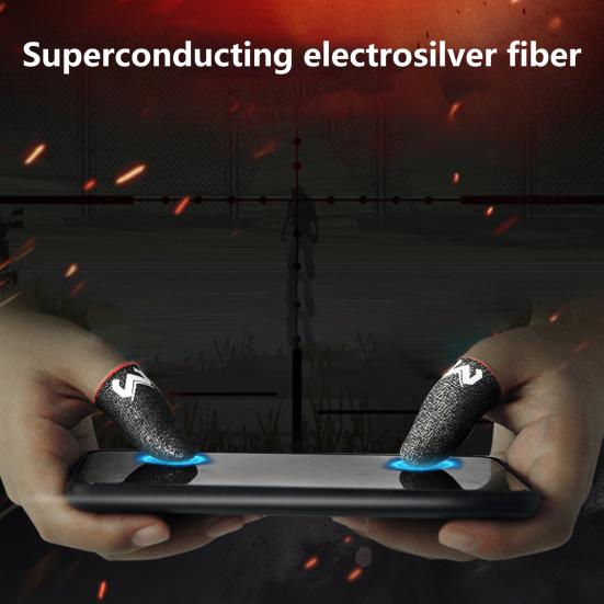 1 Paar MEMO Fingerlinge Atmungsaktiv Empfindlich Schweißresistent Faser aus Kunstsilber Gaming-Fingerlinge für PUBG Mobile Game