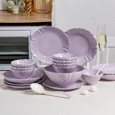 Purple Lily Of The Valley Rice Bowl Underglaze Color Household Tableware Premium Ceramic Bowl Set