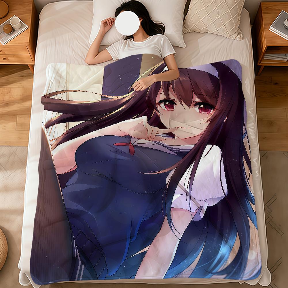 

anime girl utaha k-kasumigaoka art soft warm plush blanket dormitory sofa living room pet hogar bedroom gift nap home Flannel 75x90cm