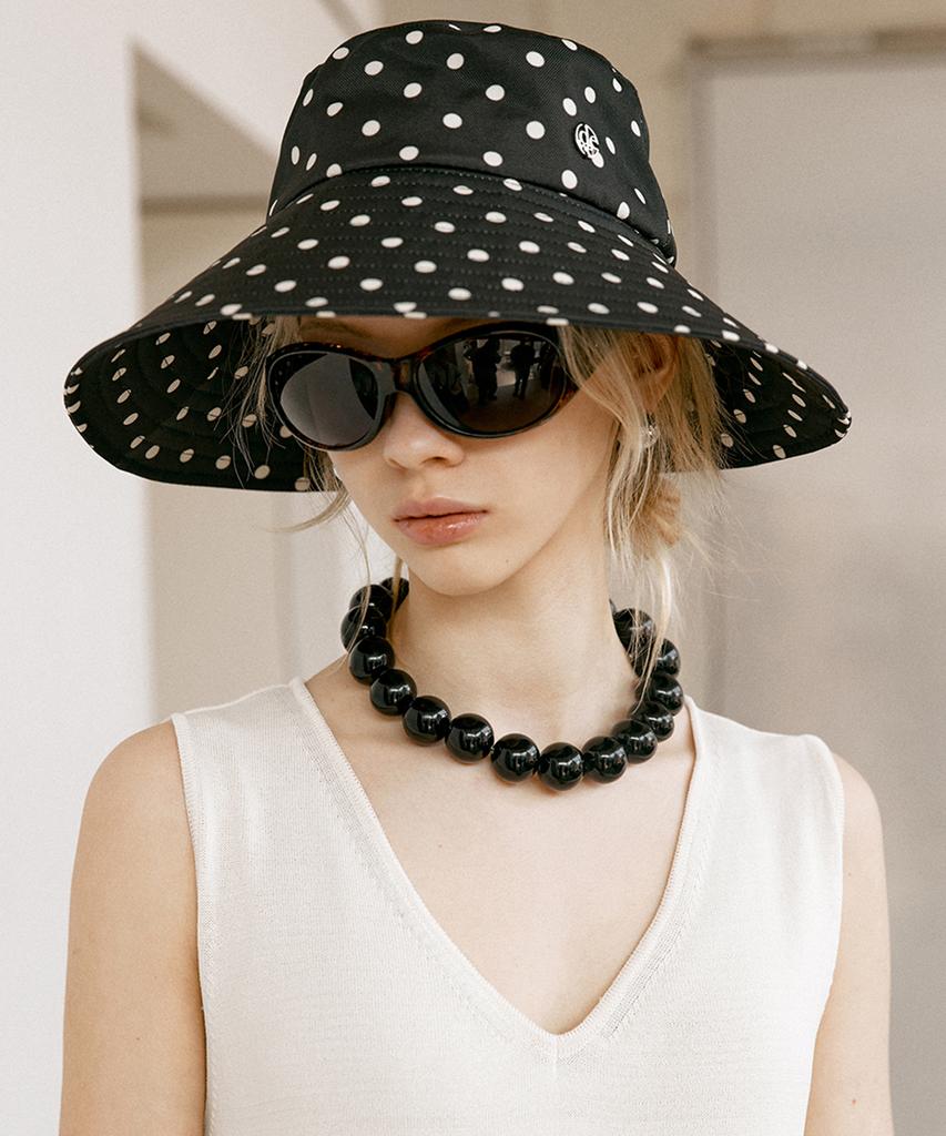 Dyuidyui Wide Polka Dot Bucket Hat