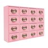 16-Compartment Drawer Storage Cabinet – Vintage Pink Solid Wood Desktop Organizer – 22 lbs Load Capacity