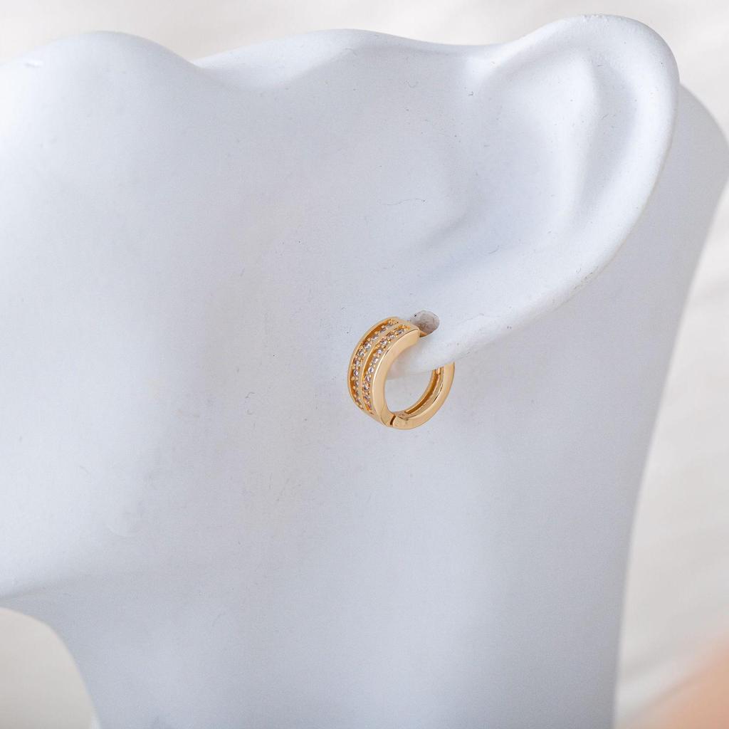 Korean Wave Double Row Rhinestone Ear Cuff with Zirconia for Women