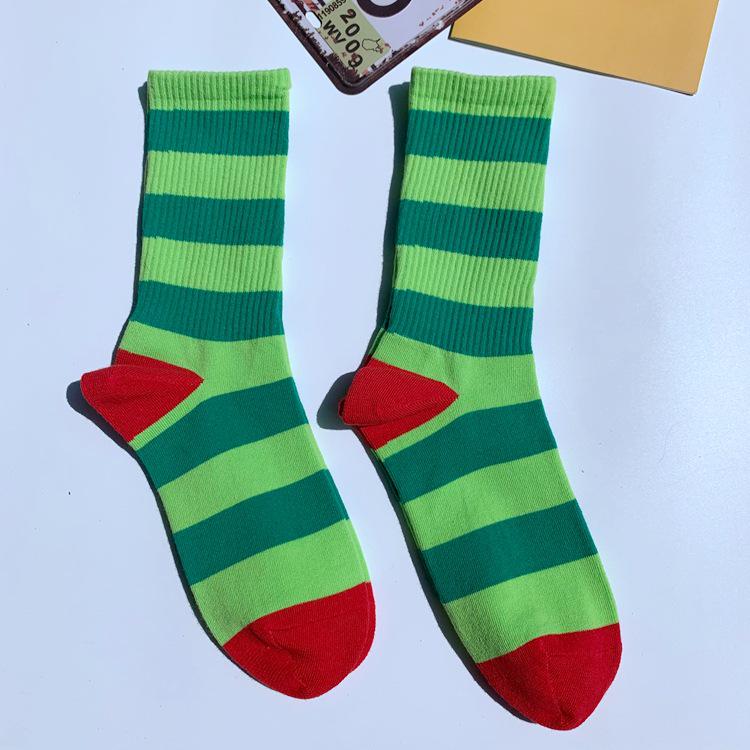 Unisex gestreifte Mid-Tube-Baumwollsocken – Europäischer und amerikanischer Streetstyle für Sport, Hip-Hop, Skateboard und College-Mode