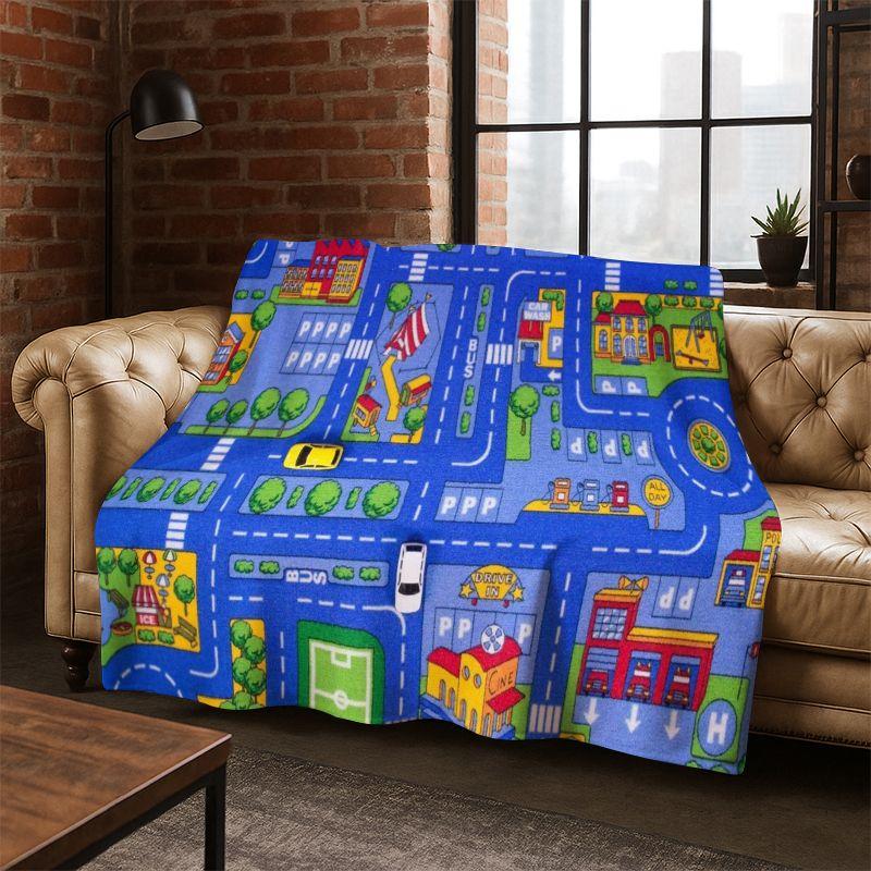 City Traffic Road Highway Runway Child Flannel Blanket Throw Blanket for Bedroom Living Room Bed Travel Camping Picnic Gift