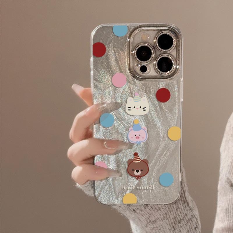 Animal Color Dots for IPhone 16 Mobile Phones 15 Cases 14 Protection for IPhone 13 Sets 12 Silicone Full Cover 11pr