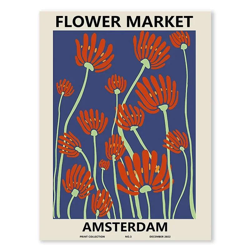 Flower Market Wall Art Decoration Colourful Spring Flowers Canvas Painting Abstract Living Room Room Poster Home Decoration