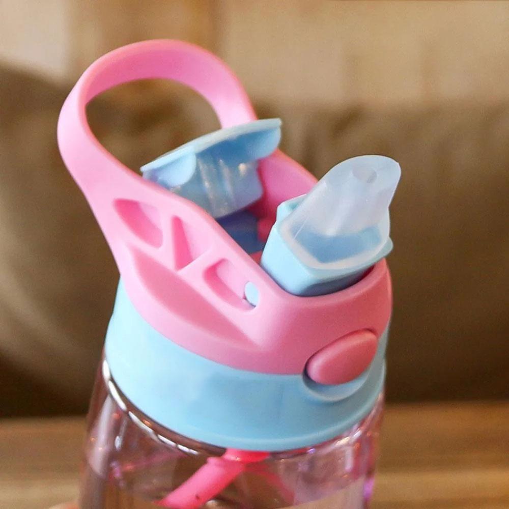 1PC Kids Water Sippy Cup Kids Water Bottle with Straw and Handle Portable Drinking Bottle Cup Children