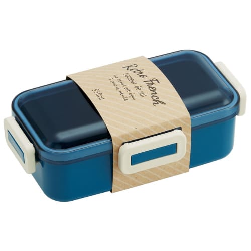 Skater Soft Dome-Shaped Bento Box with Lid, 530ml, Retro French Navy, Made in Japan, PFLB6