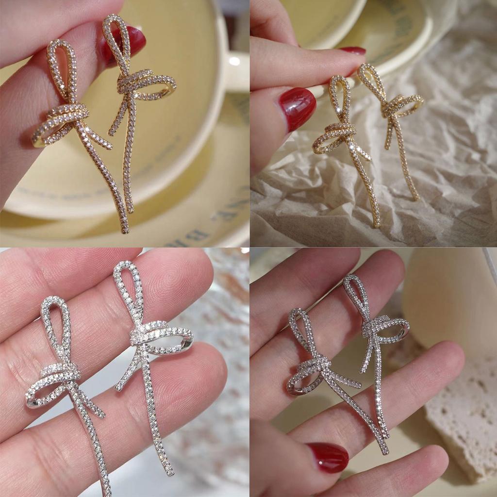 Fashionable Studs Earrings Alloy Bowknot Earrings Ear Studs Comfortable Wear Ear Pins Ear Pendant Perfect Gift for Women