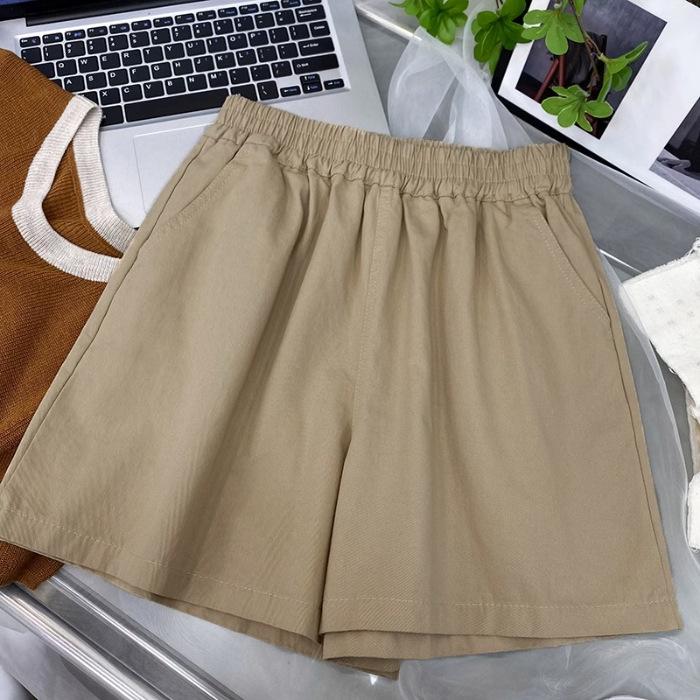 

Женские шорты А-силуэта из стираного хлопка: Летний, Тонкий, Свободный, Широкие брюки, Стройнящий, Эластичная талия, Универсальный, Повседневный, Трехточечный прикрывающий. XL (130-150 jin) хаки