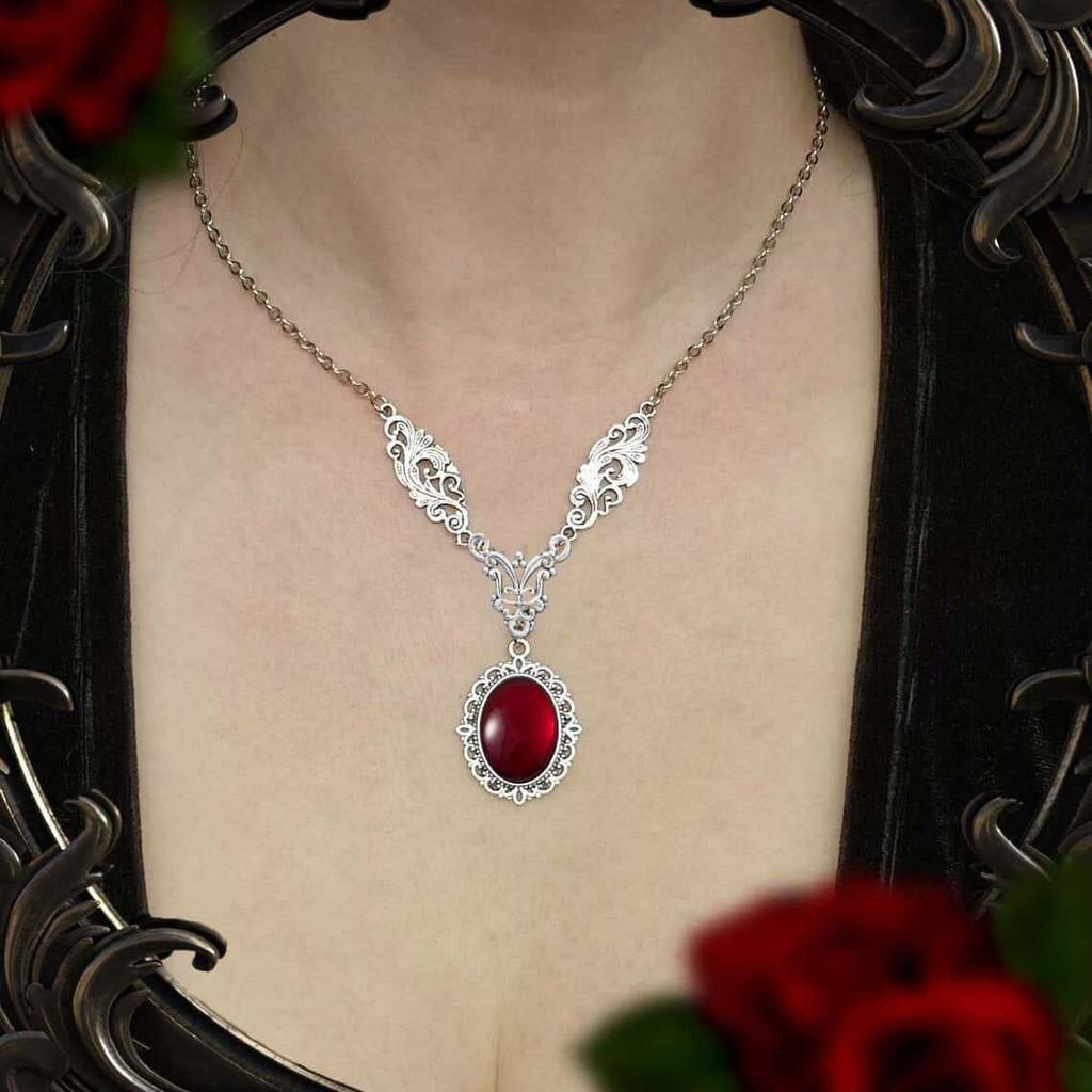 Gothic Vintage Ruby Jewelry Geometric Pendant Chain For Party Wear