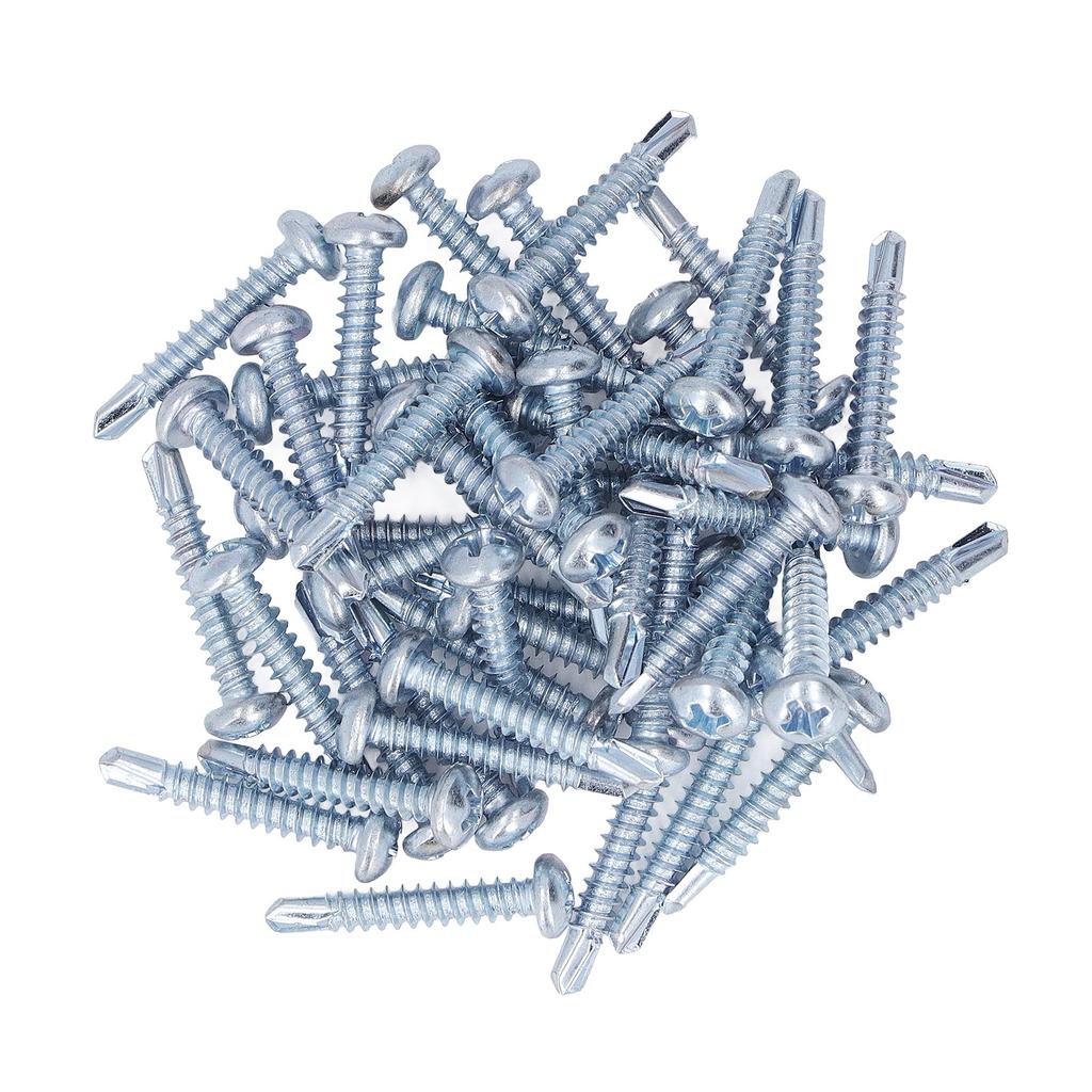 50 Pcs Round Head Self Drilling Screw 4.2x25mm Galvanized Steel Drill Screws for Furniture Repair