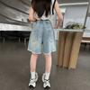 Y2k Kinder Mädchen High Waist zerrissene Jeansshorts für Streetwear Tweens Kind Sommer Design Locker geschnitten Ripped Jeans Capris 5-14J