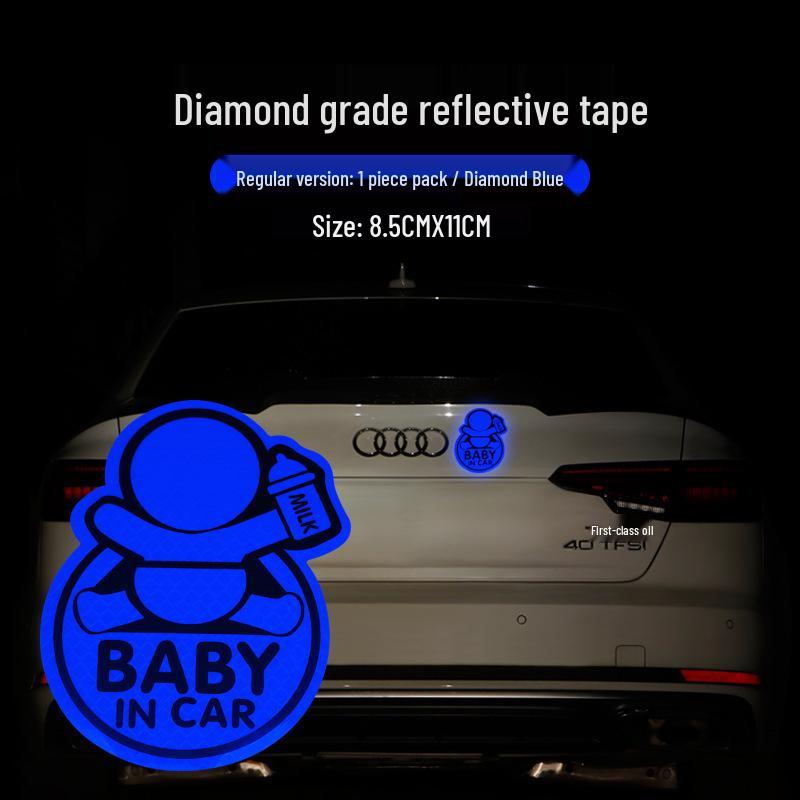 Reflective Baby In Car Sticker - Self-Adhesive Diamond Grade Warning Sticker