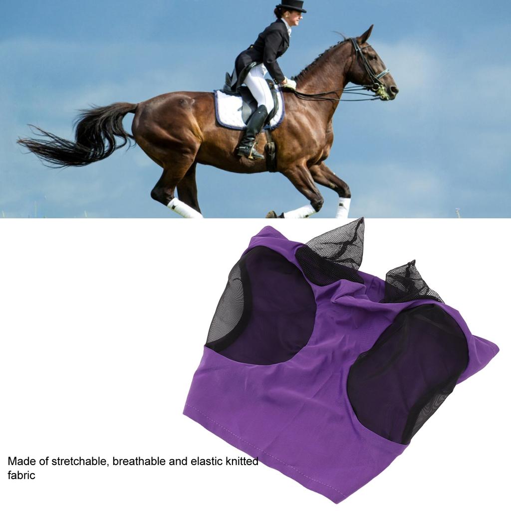Breathable horsefly mask with ears, soft mesh plus adjustable lightweight design, equestrian riding, insect and UV protection