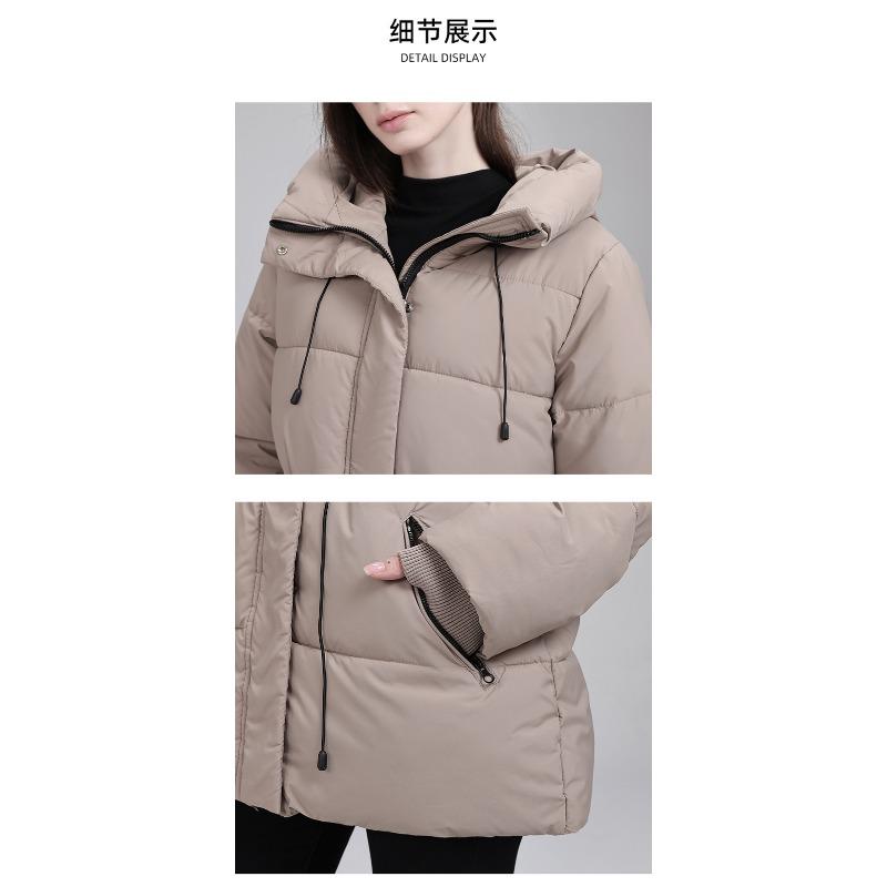Women S Mid Length Hooded Padded Cotton Coat Slim Fit Casual Outerwear