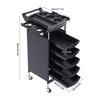 Salon Trolley with Handle and Rolling Wheels, 5 Drawers and 2 Hair Dryer Holder Side Tray, Professional Barber Luxury Spa Chair