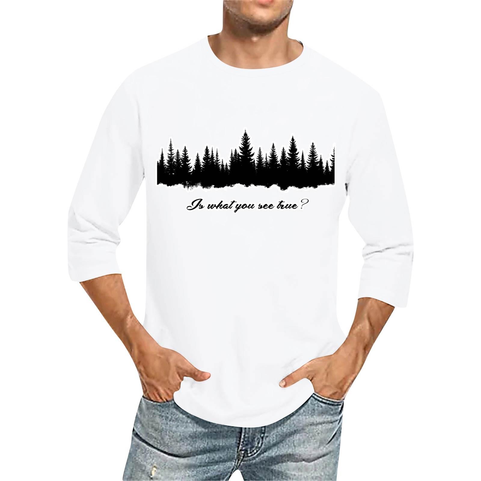 

Мужская повседневная модная футболка с круглым вырезом и рукавом три четверти XL белый