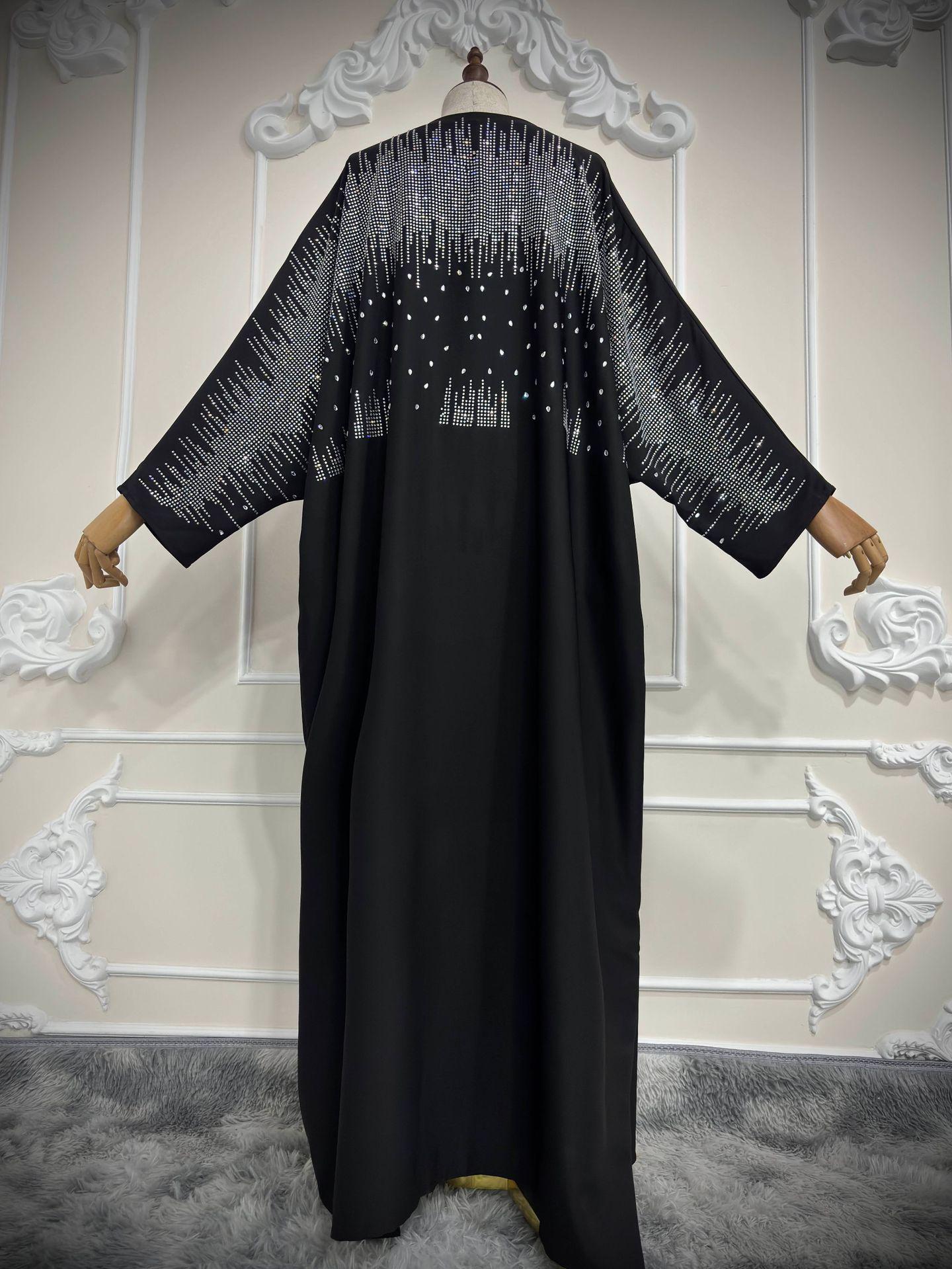

LN212 modest2026 Горячая Распродажа Новая Мусульманская Женская Одежда Горячий Бриллиантовый Кардиган Халат Ближневосточная Мода Бурка One size fits all чёрный