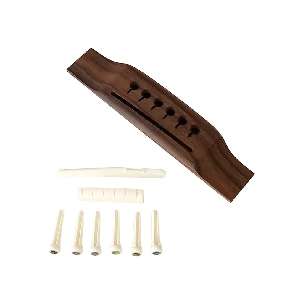 Rosewood 6 String Folk Guitar Bridge Replacement Acoustic Guitar Bridge Saddles Nut Pin for Improve Guitar Sound Quality
