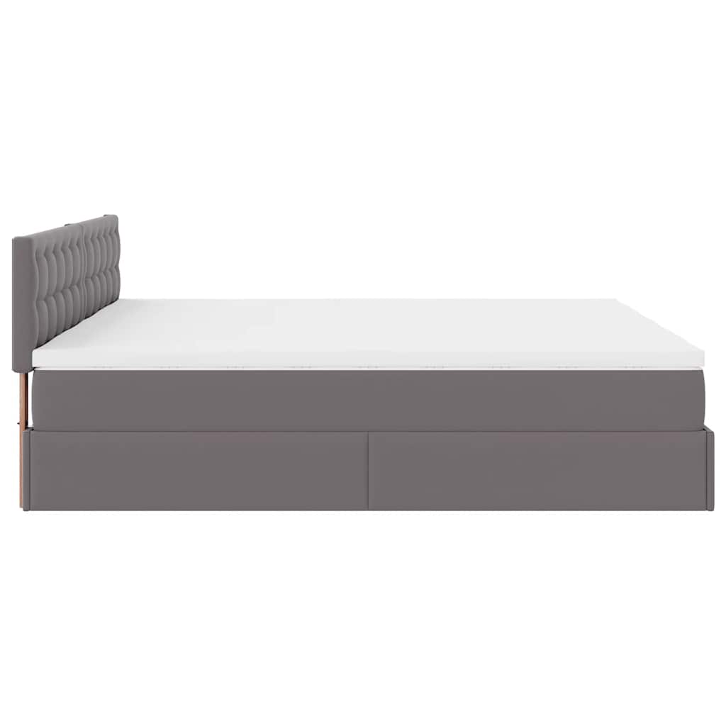 Ottoman Bed with Mattress Gray 180x200 cm Faux Leather