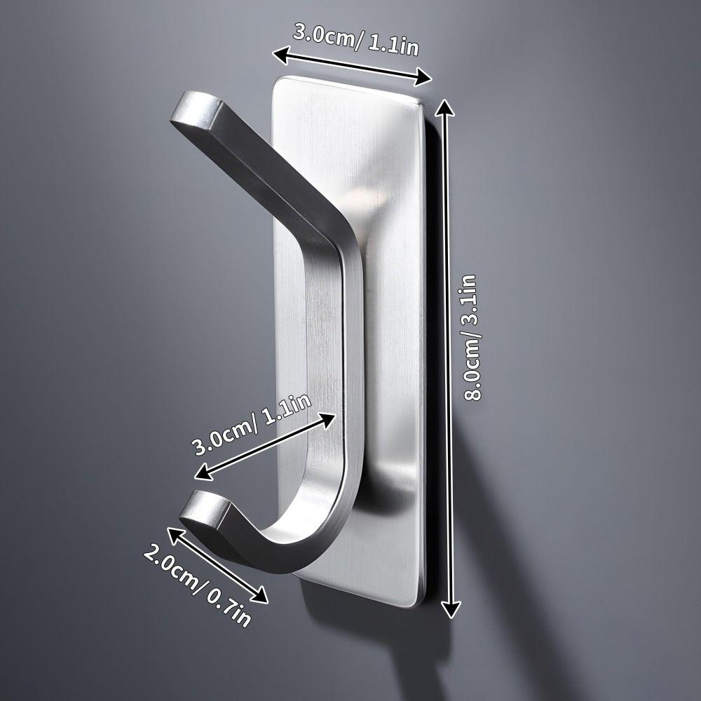 4pcs Stainless Steel Adhesive Towel Hooks Self Adhesive Waterproof Stick on Hooks No Drill Space Saving Heavy Duty Hooks