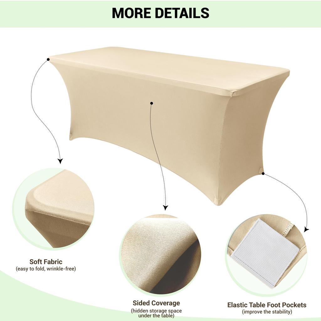 2 Pcs Spandex Table Cover for Standard Folding Tables Universal Rectangle Fitted Tablecloth Protector Wedding Banquet and Party