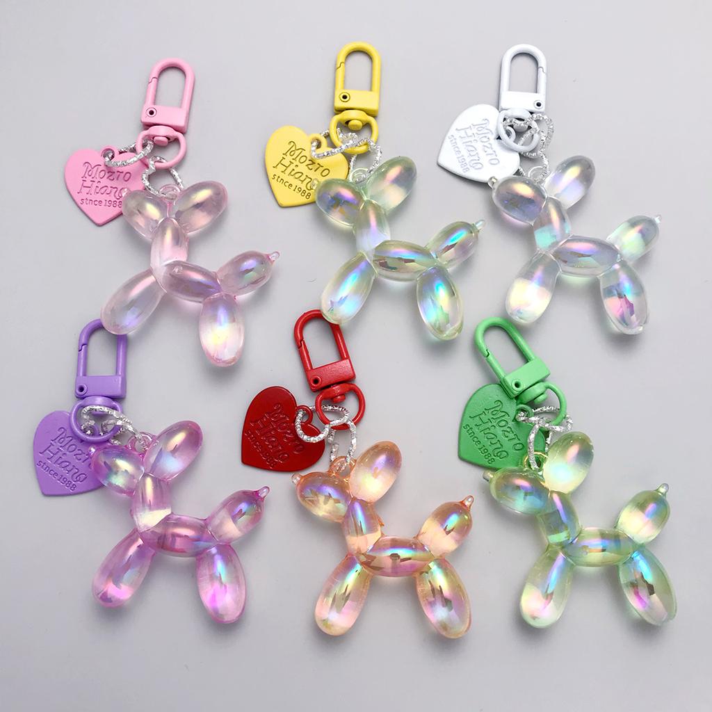New Candy Color Sweet Resin Balloon Dog Keychain for Women Girls Animal Shaped Phone Chain Key Buckle Accessories Bag Pendant