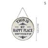 2D Flat Rustic Metal Garden Sign Happy Place Wall Art Decorative Outdoor Yard Plaque for House Porch