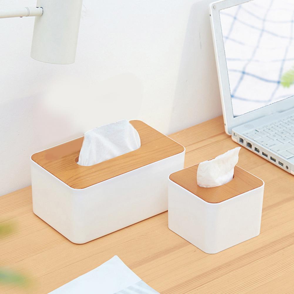 Household Tissue Storage Holder Rectangle/Round/Square Moisture-proof White Desktop Tissue Box for Bathroom Paper Dispenser Case