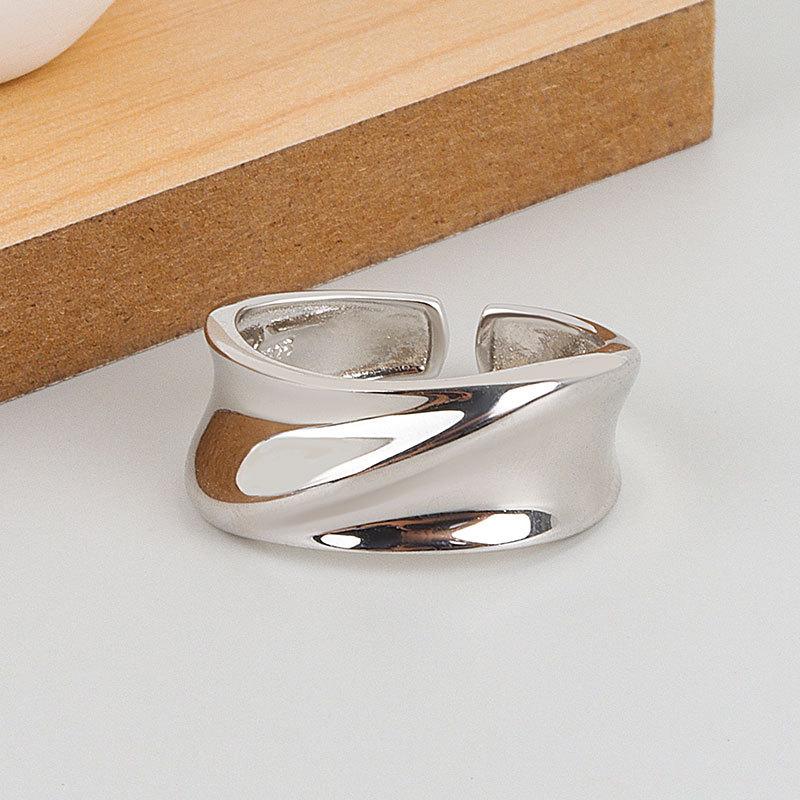 Vintage Exaggerated Irregular Curved Concave Wide Band Open Ring For Women Fashion Statement Jewelry