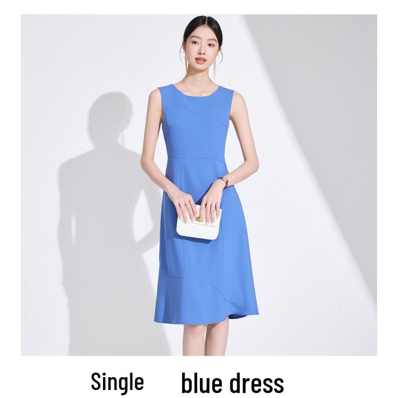 Women's Black Petite Collarless Blazer Dress Two-Piece Set - 2025 Spring/Autumn Collection