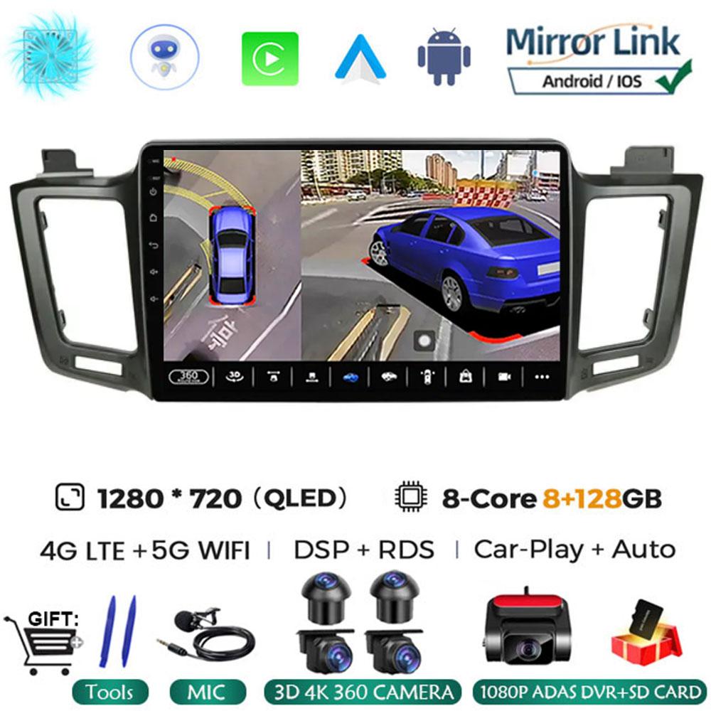 Android 14 Car Radio For Toyota RAV4 RAV 4 2013 2014 2015 2016 2017 Multimedia Player 4G Carplay GPS Stereo Head Unit Auto