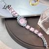 Rhinestone Band Ladies Watch Square Dial Women Bracelet Watch Luxury Strap Analog Daily Casual Wear Wrist Fashion Accessories