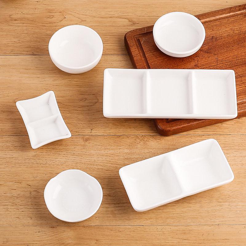 Elegant White Ceramic Multi-Compartment Sauce & Snack Dish