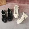 2024 Autumn New Mary Jane Small Leather Shoes for Women British Style Thick Soled Round Head Bow Women's Shoes
